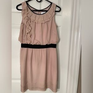 Ann Taylor Loft silk dress with ruffles, size 4, pretty blush color